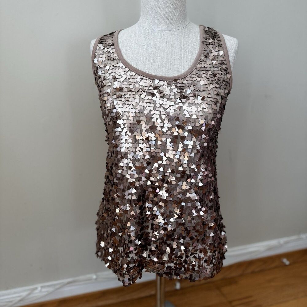 Charlotte Russe Y2K Sequin Tank Top S Party Club Glam Sparkle NYE Disco Cocktail